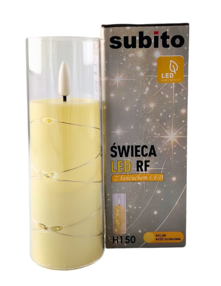 LED svíčka s LED řetězem SUBITO GC711 D55H150 slonovinová (267)