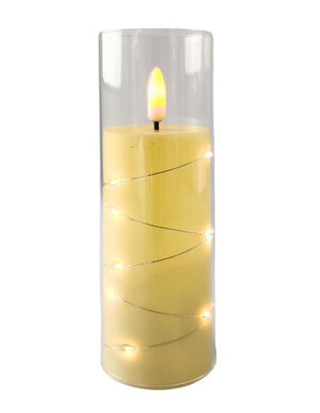 LED-Kerze mit LED-Kette SUBITO GC711 D55H150 elfenbein (267)