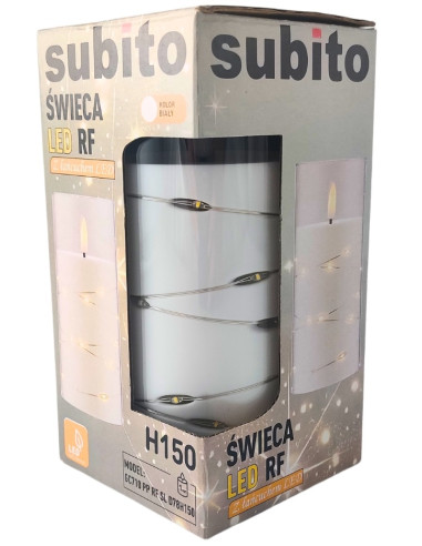 LED svíčka s LED řetězem SUBITO GC710 D78H150 bílá (314)