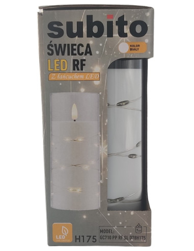 LED-Kerze mit LED-Kette SUBITO GC710 D78H175 weiß (315)