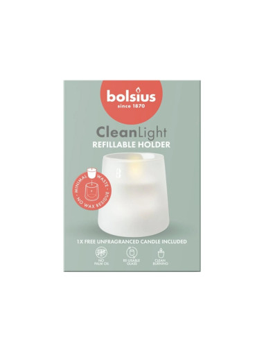 Svietnik + neparfumovaná sviečka BOLSIUS CleanLight ~20h