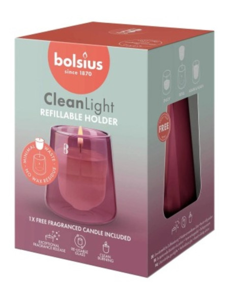 Świecznik + świeca zapachowa Cedarwood & Vetiver BOLSIUS CleanLight ~20h