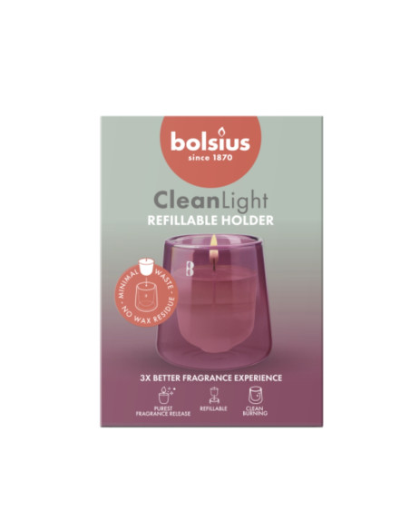 Świecznik + świeca zapachowa Cedarwood & Vetiver BOLSIUS CleanLight ~20h