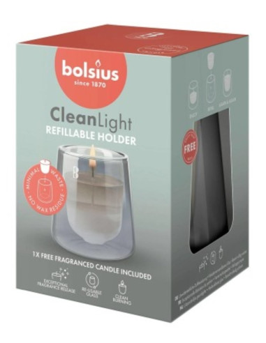 Svietnik + vonná sviečka Cyprus a jantár BOLSIUS CleanLight ~20h