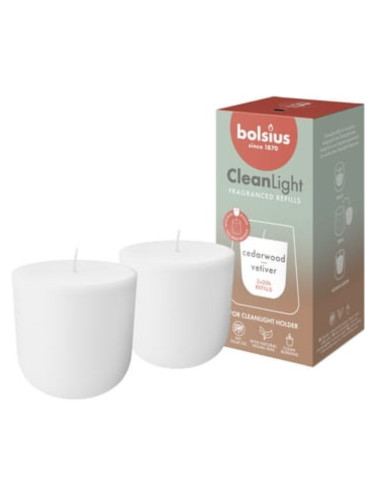 Świece zapach. do świecznika BOLSIUS CleanLight ~20h Cedarwood Vetiver 2szt