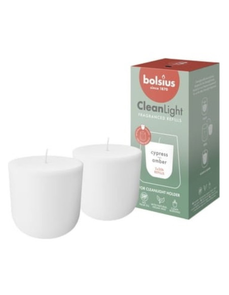 Scented candles for the BOLSIUS CleanLight ~20h Cypress & Amber candle holder, 2 pcs.