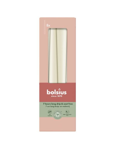 Stolové sviečky BOLSIUS Szpica 245/24 (ecru) ~7h 8 ks.