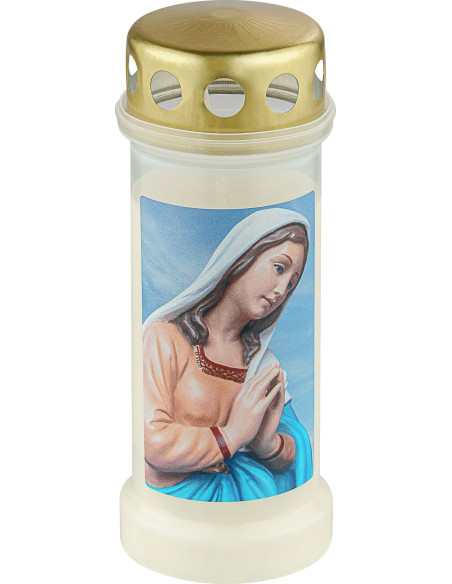 Plastic candle filled with water BOLSIUS No. 6 Maria Prayer 17cm ~70h