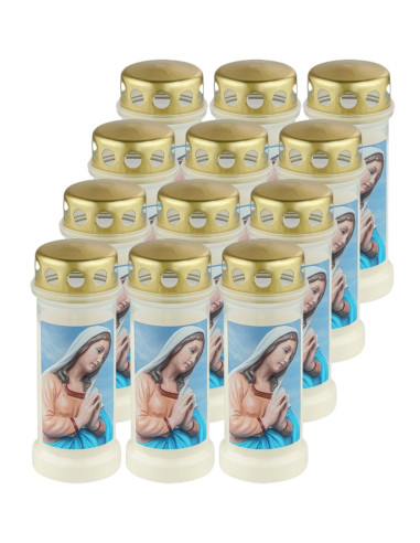 Mit Wasser gefüllte Plastikkerzen BOLSIUS NR. 6 Maria Modlitwa 17cm ~70h 12 Stück.