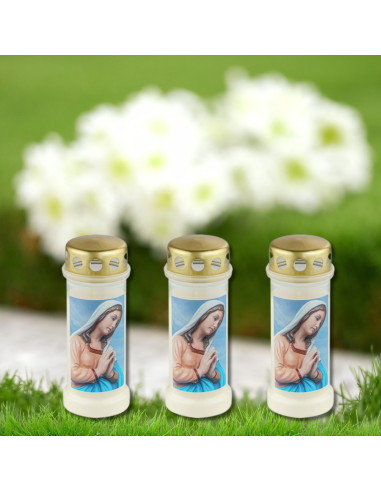 Plastové svíčky plněné vodou BOLSIUS č. 6 Maria Modlitwa 17cm ~70h 12ks.