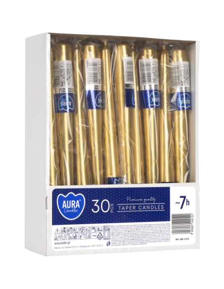 BISPOL Aura Tischkerzen s30-1-213 245/23 gold metallic ~7h 30 Stück.
