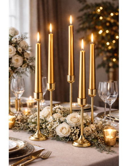 BISPOL Aura table candles s30-1-213 245/23 gold metallic ~7h 30pcs.