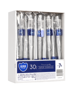 BISPOL Aura table candles s30-1-271 245/23 silver metallic ~7h 30pcs.