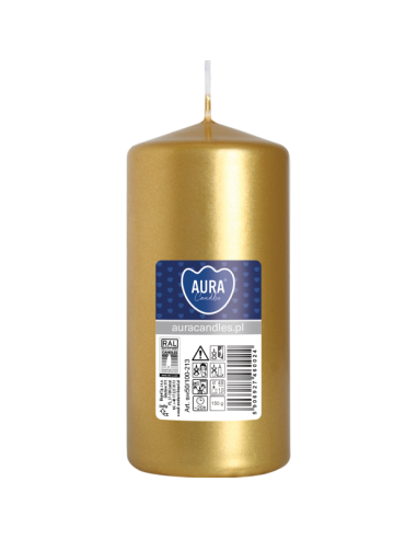 Svíčka BISPOL Aura sloupová sw50/100-213 (zlatá metalická) ~20h