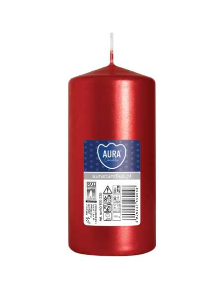 Świeca pieńkowa walec BISPOL Aura sw50/100-230 (czerwony metalik) ~20h