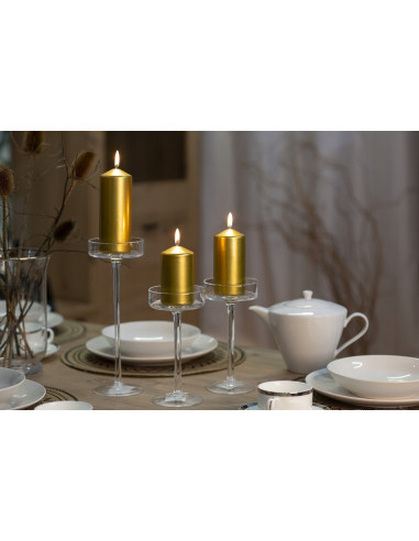 Pillar candles BISPOL Aura sw40/60-213 (gold metallic) ~7h 4 pcs.
