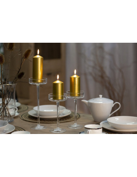 Pillar candles BISPOL Aura sw40/60-213 (gold metallic) ~7h 4 pcs.
