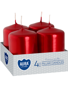 Säulenkerzen BISPOL Aura sw40/60-230 (metallic rot) ~7h 4 Stück.