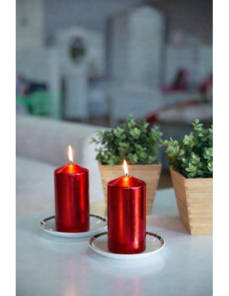 Pillar candles BISPOL Aura sw40/60-230 (metallic red) ~7h 4 pcs.