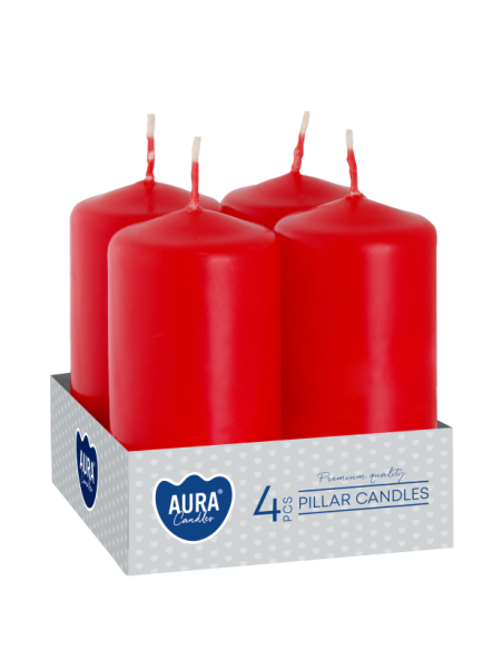 Pillar candles BISPOL Aura sw40/80-030 (red) ~9h 4 pcs.