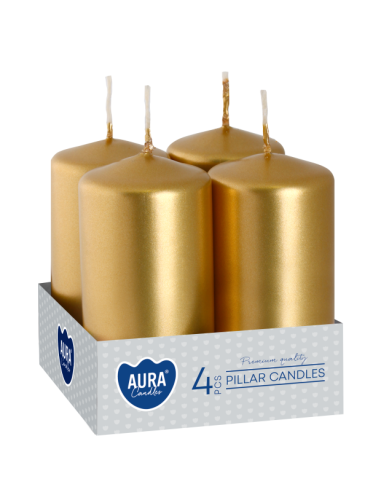 Świece pieńkowe walce BISPOL Aura sw40/80-213 (złoty metalik) ~9h 4szt.