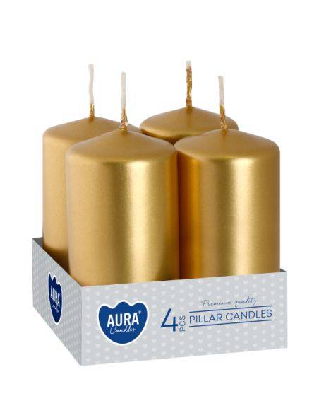 Svíčky na sloup BISPOL Aura sw40/80-213 (zlatá metalíza) ~9h 4 ks.