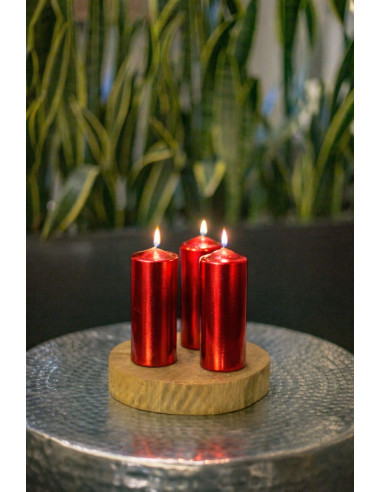 Pillar candles BISPOL Aura sw40/80-230 (metallic red) ~9h 4 pcs.