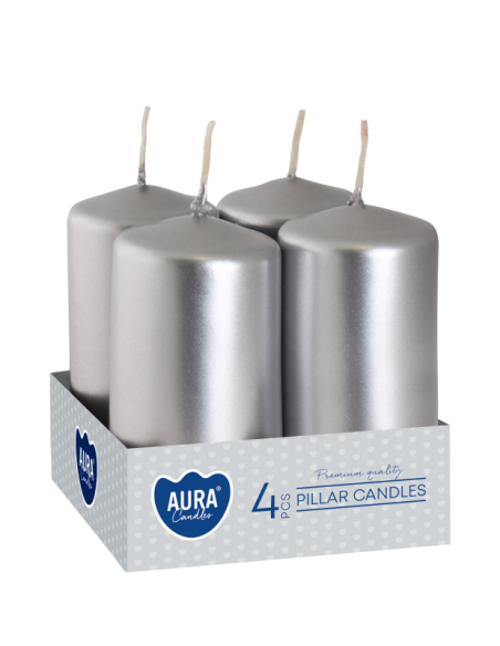 Svíčky na sloup BISPOL Aura sw40/80-271 (metalická stříbrná) ~9h 4 ks.