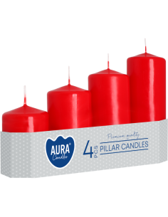 Svíčky sloupkové, odměrné válce BISPOL Aura sw50/4-030 (červené) 4 ks.