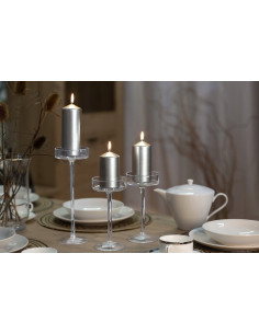 Säulenkerzen-Messzylinder BISPOL Aura sw50/4-271 silbermetall 4 Stück. 2