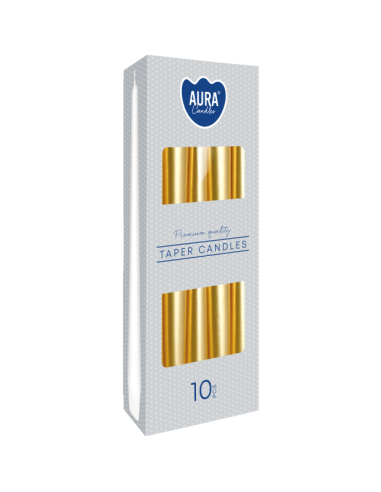 Bispol Candles Aura s30-213 ~7h 10 pieces gold metallic
