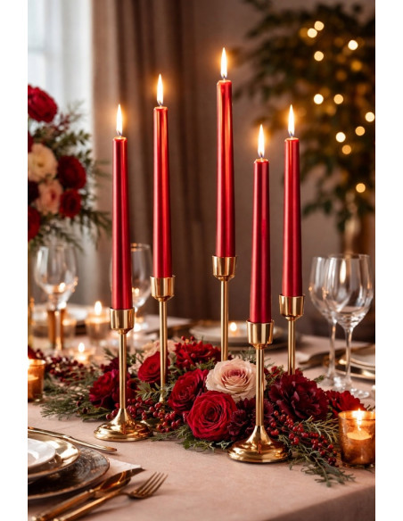 Świece Bispol Candles Aura s30-230 ~7h 10 sztuk czerwony metalik