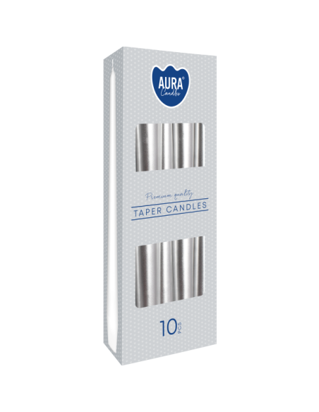 Bispol Candles Aura s30-271 ~7h 10 pieces silver metallic