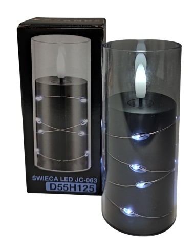 GRANDE 5501 D55H125 LED-Geflechtkerze, Schwarz/Kaltweiß