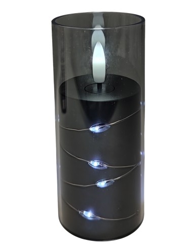 GRANDE 5501 D55H125 LED pletená svíčka, černá/studená bílá