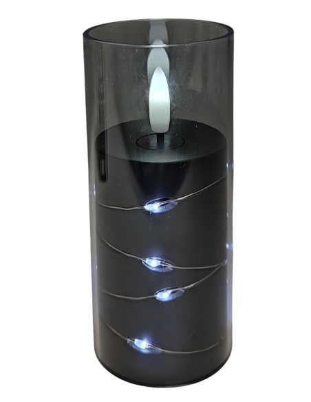 GRANDE 5501 D55H125 LED pletená sviečka, čierna/studená biela