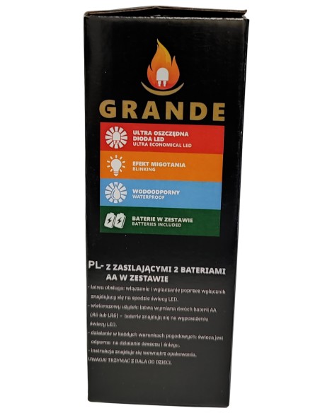 GRANDE 5501 D55H125 LED pletená sviečka, čierna/studená biela