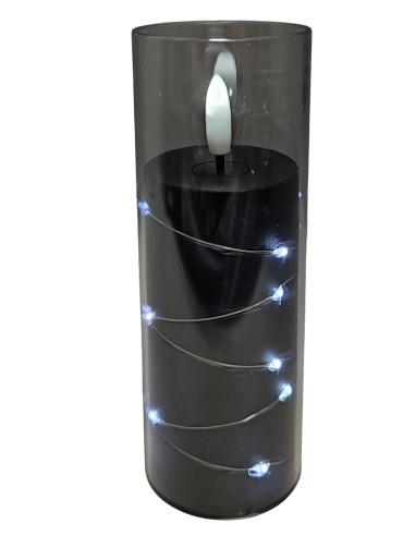Świeca oplatana LED GRANDE 5506 D55H150 czarna/biały zimny