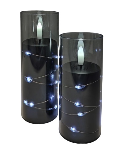 LED-Geflechtkerze GRANDE 5506 D55H150 Schwarz/Kaltweiß