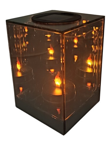 LINDO HOME 3D-Solar-Spiegellaterne LED-Würfel 18 cm
