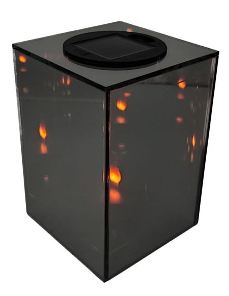 LINDO HOME 3D-Solar-Spiegellaterne LED-Würfel 18 cm