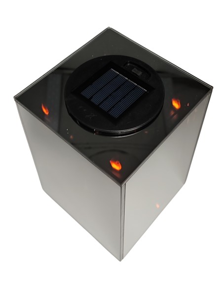LINDO HOME 3D-Solar-Spiegellaterne LED-Würfel 18 cm