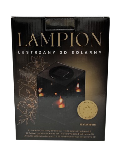 Lampion lustrzany 3D solarny LINDO HOME Sześcian LED 18 cm