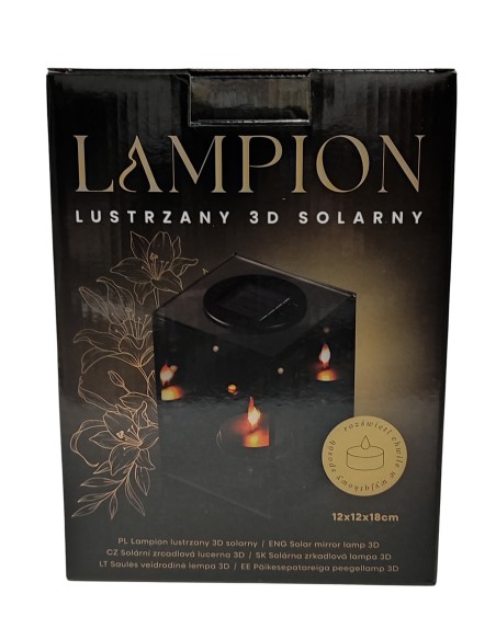 Lampion lustrzany 3D solarny LINDO HOME Sześcian LED 18 cm