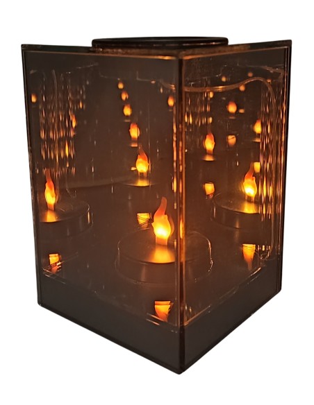 LINDO HOME 3D-Solar-Spiegellaterne LED-Würfel 18 cm