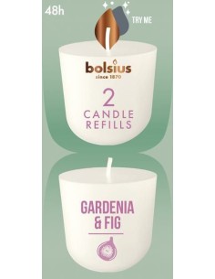 Scented candles for the BOLSIUS CleanLight ~24h candle holder Gardenia & Fig 2 pcs.