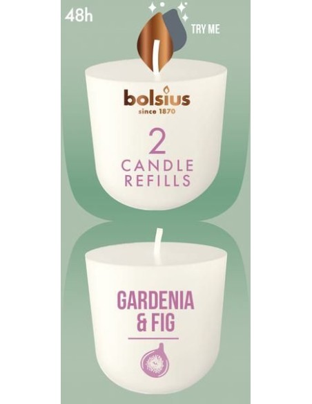 Scented candles for the BOLSIUS CleanLight ~24h candle holder Gardenia & Fig 2 pcs.