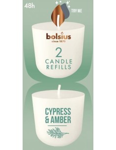 Świece zapach. do świecznika BOLSIUS CleanLight ~24h Cypress & Amber 2szt