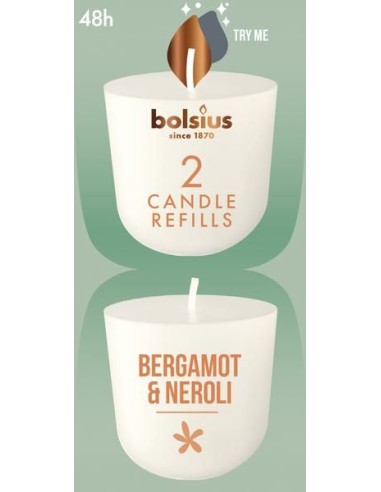 Duftkerzen für den BOLSIUS CleanLight ~24h Kerzenhalter Bergamotte & Neroli 2 Stück.