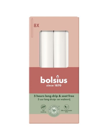 Świece stołowe BOLSIUS Torpeda 170/20 (białe) ~5h 8szt.